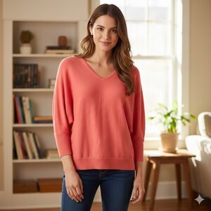 Carman Coral V-Neck Women's Sweater